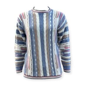 Carly Blake Womens Textured Knit Striped Pullover Sweater Size Small
